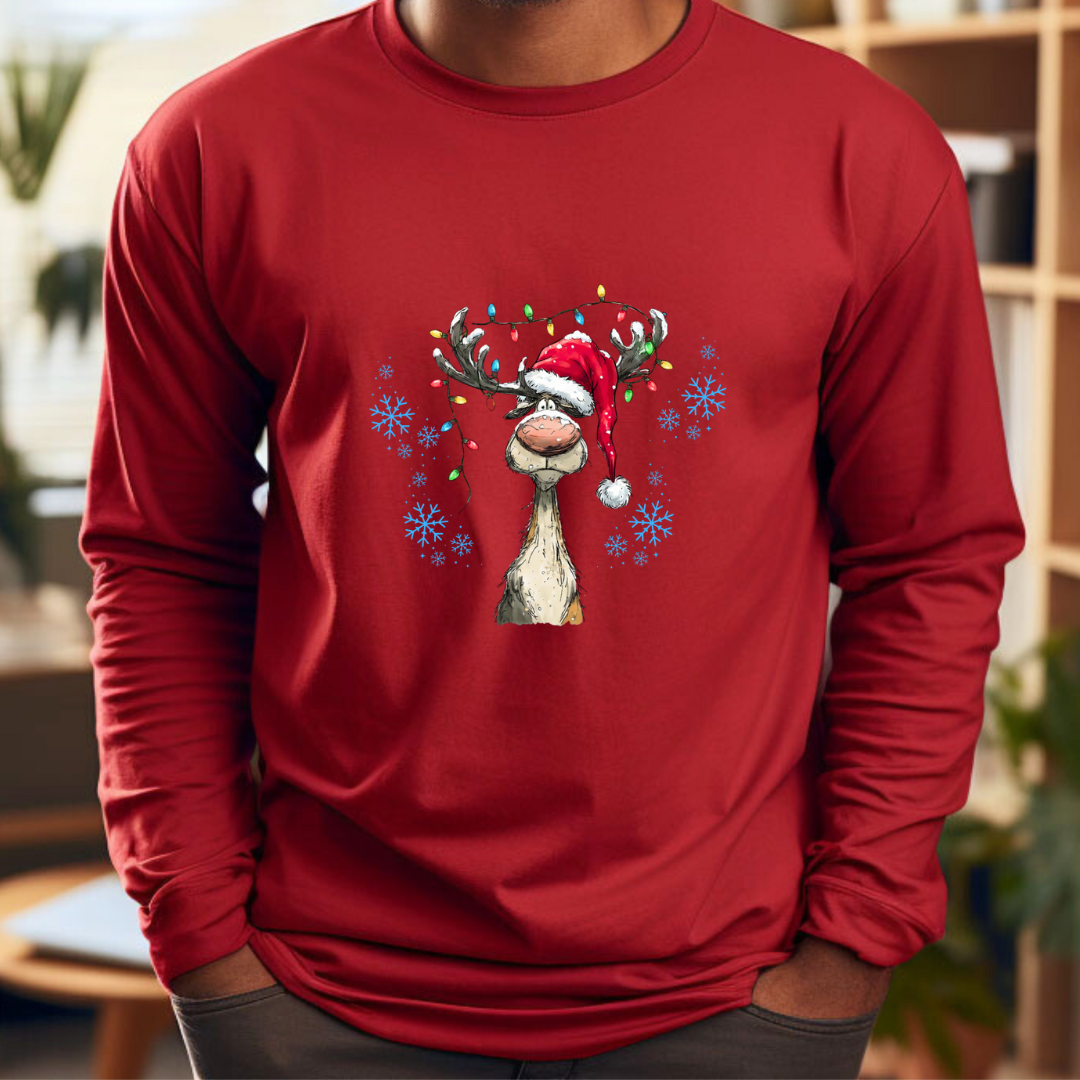 Vintage Reindeer - Christmas Unisex Jersey Long Sleeve Tee