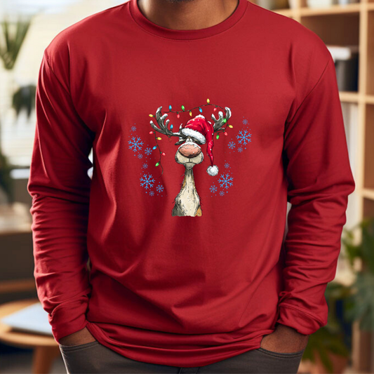 Vintage Reindeer - Christmas Unisex Jersey Long Sleeve Tee
