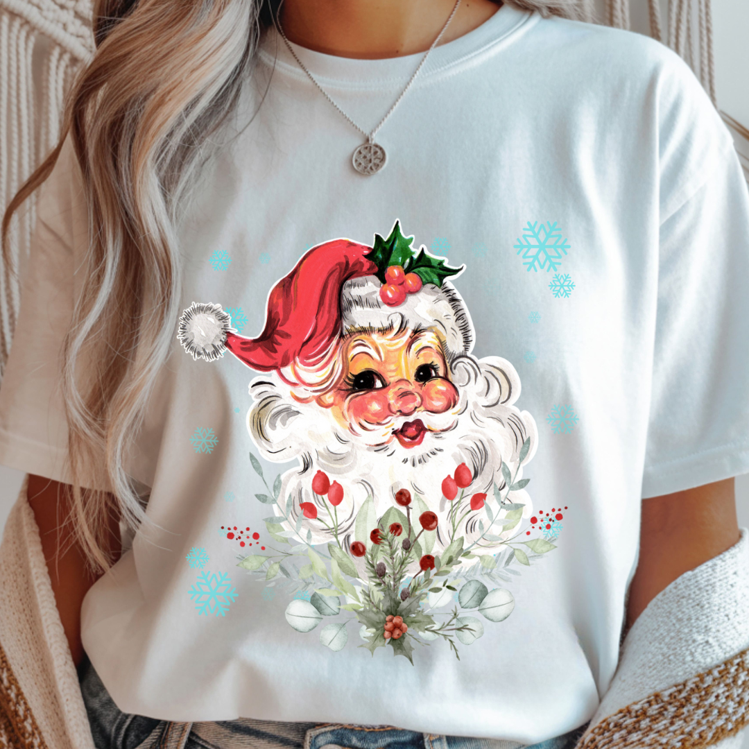 Vintage Santa with Snowflakes - Winter Unisex T-Shirt