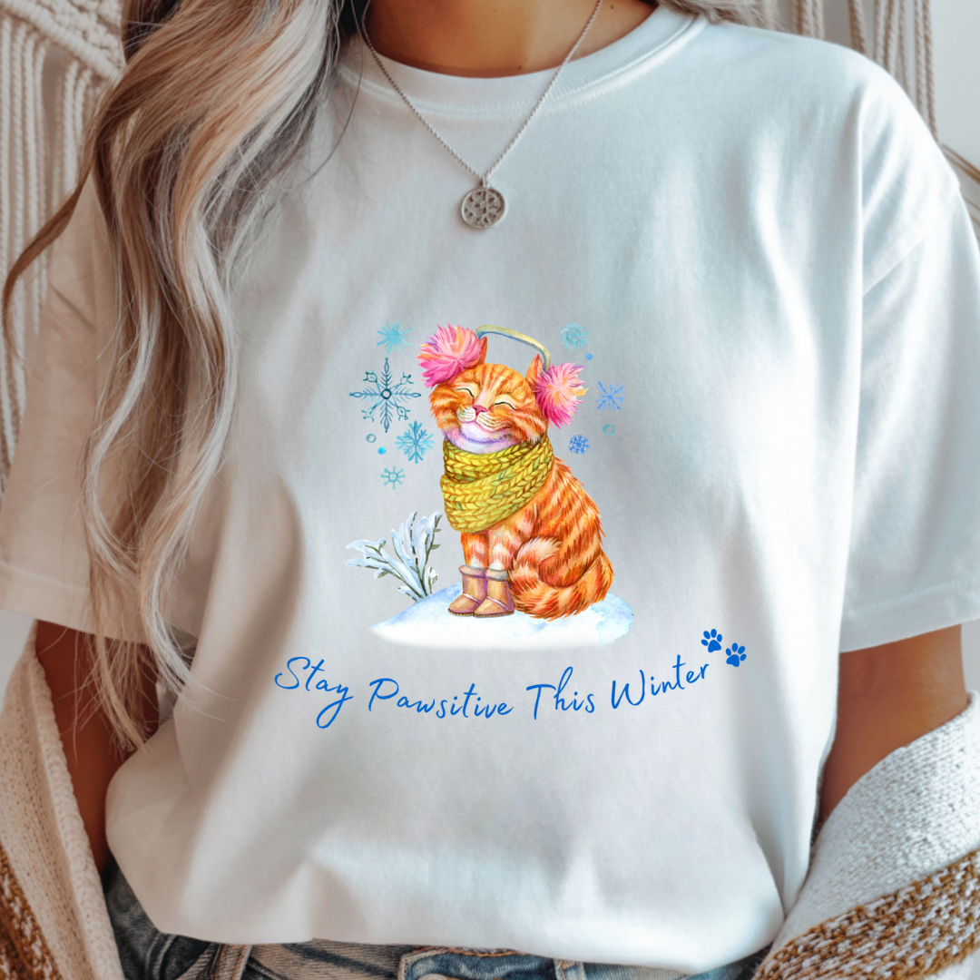 Stay Pawsitive This Winter - Winter Unisex T-Shirt