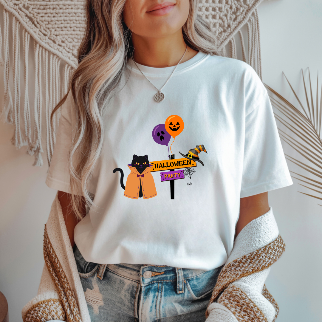 Halloween Party Cat Unisex T-Shirt