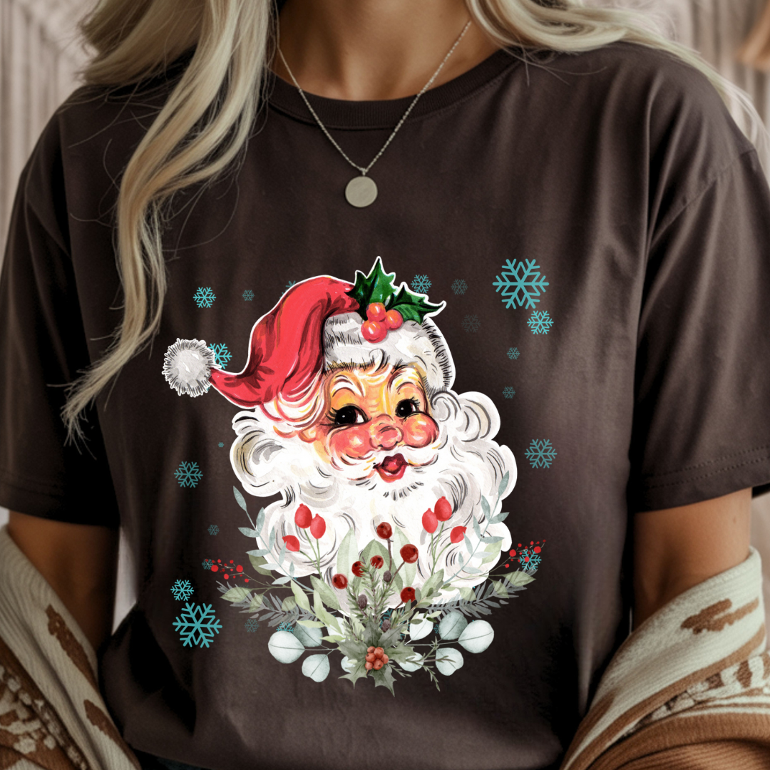 Vintage Santa with Snowflakes - Winter Unisex T-Shirt