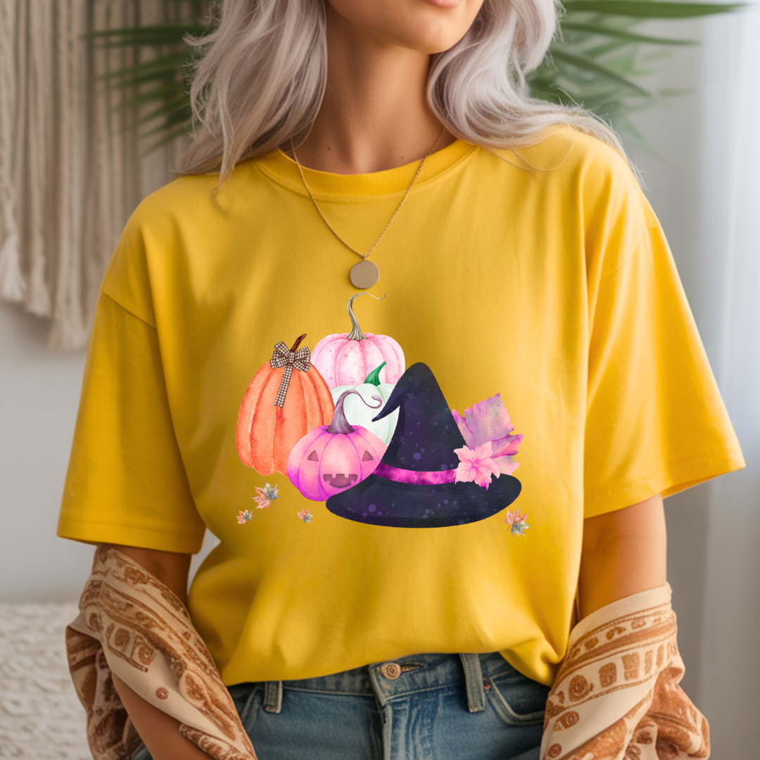Witch Hat and Pumpkins - Halloween Unisex T-Shirt
