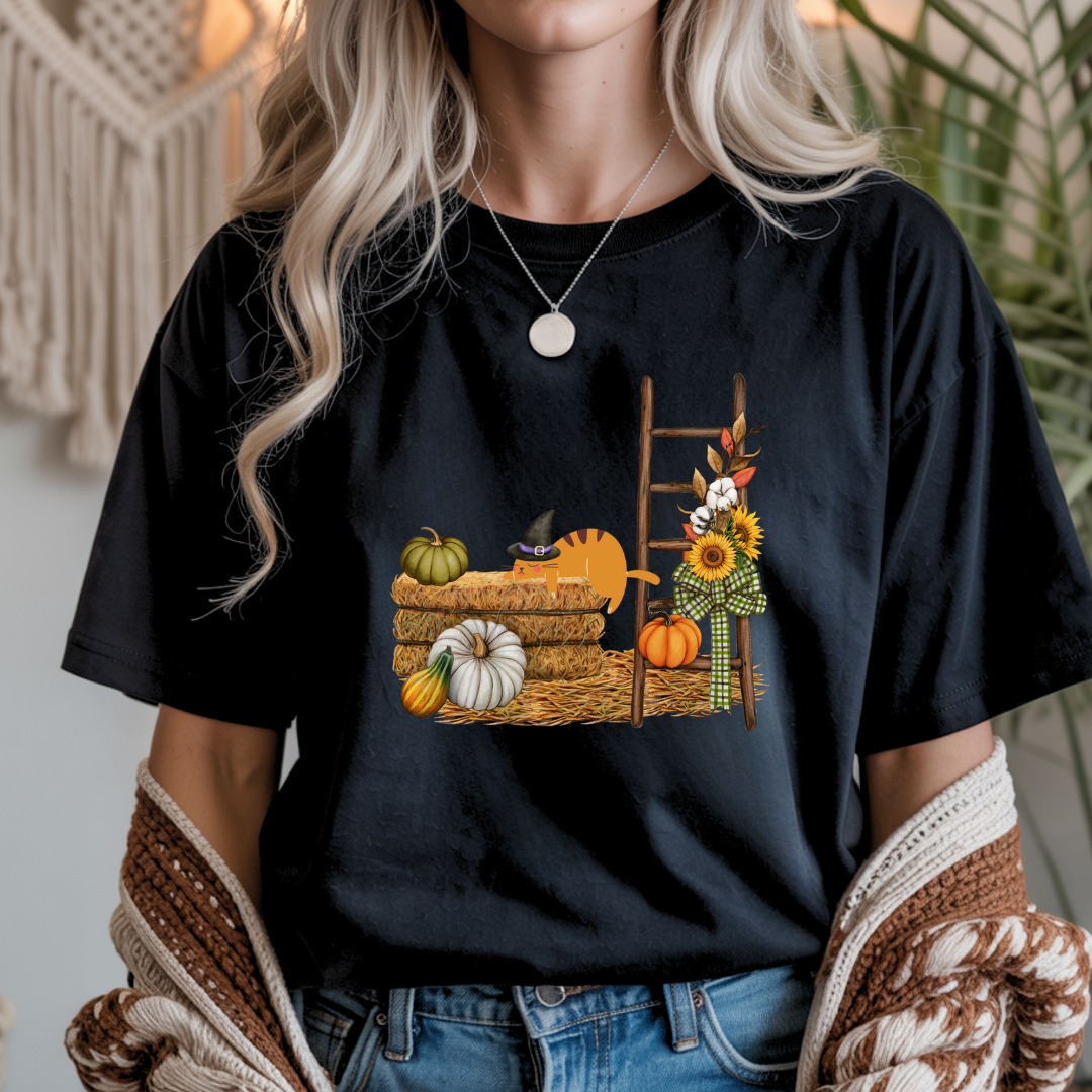 Autumn Harvest and Lazy Cat Unisex T-Shirt