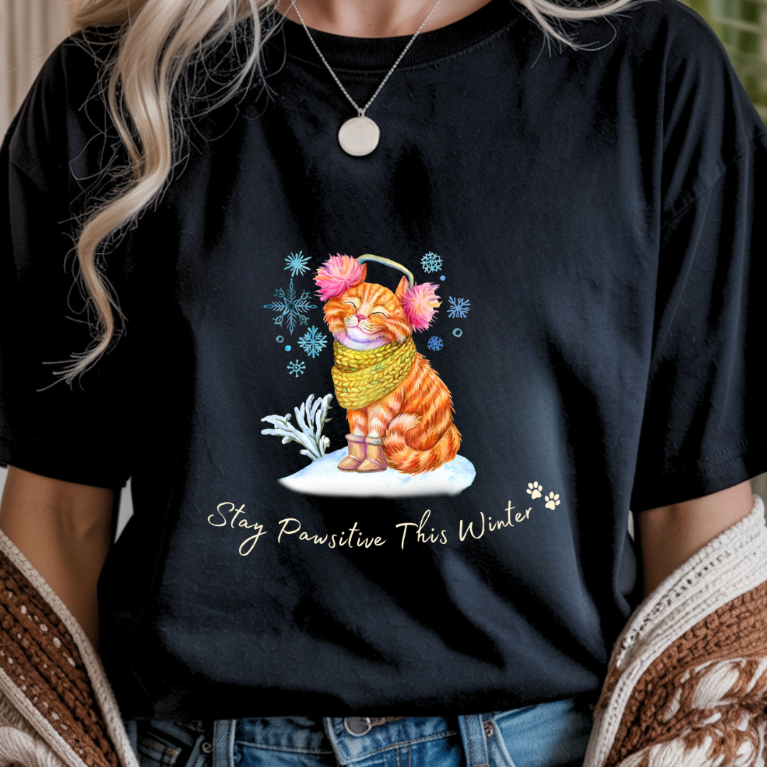 Stay Pawsitive This Winter - Winter Unisex T-Shirt