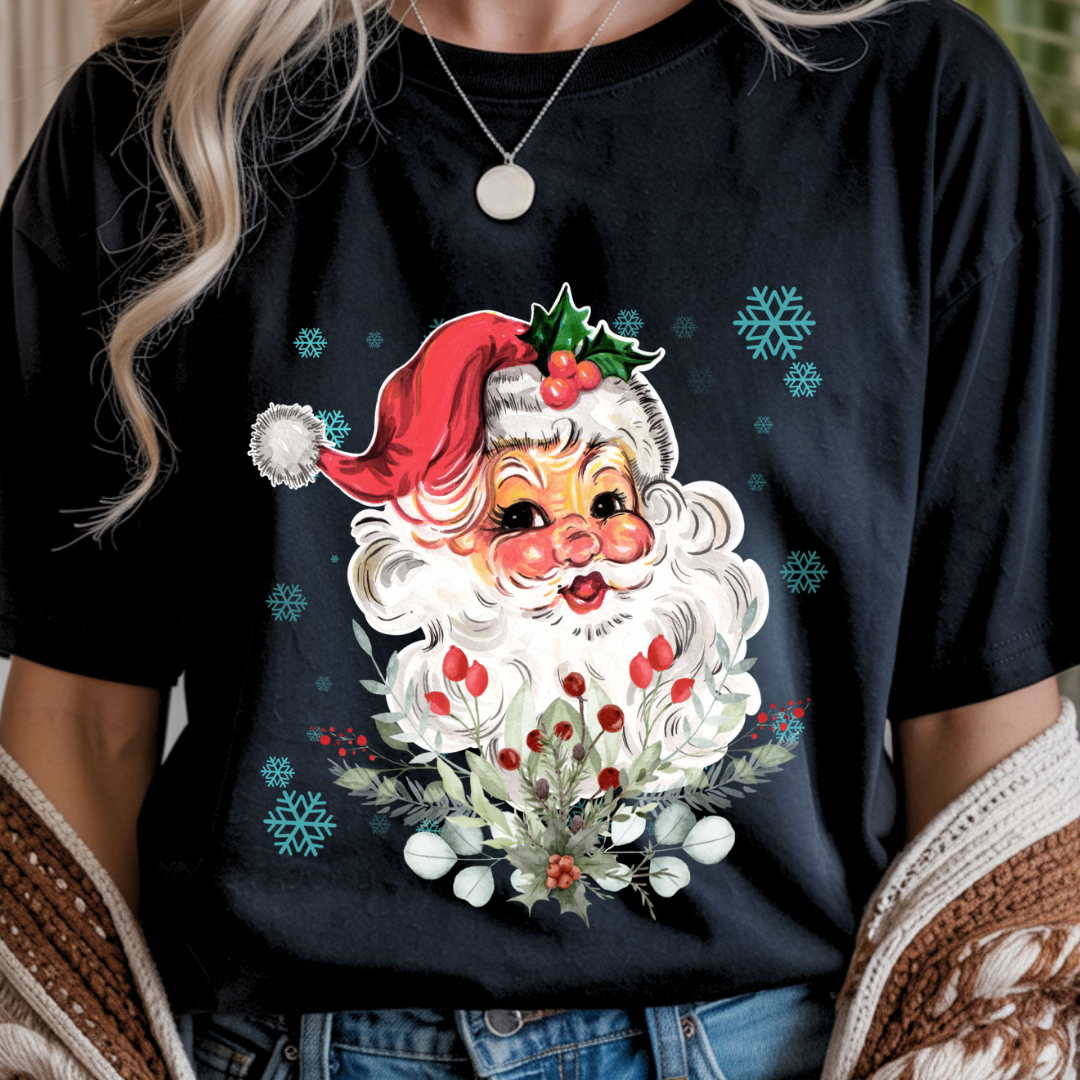Vintage Santa with Snowflakes - Winter Unisex T-Shirt