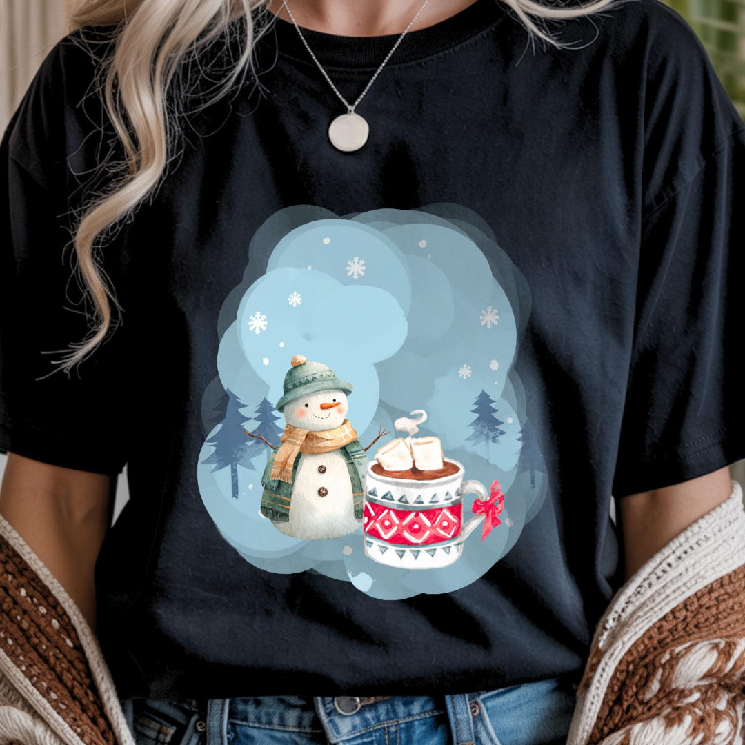 Snowman and Winter Coffee - Winter Unisex T-Shirt