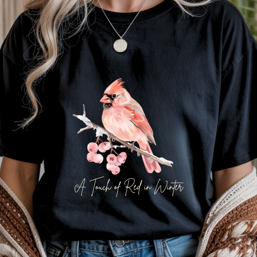 A Touch of Red in Winter - Winter Unisex T-Shirt