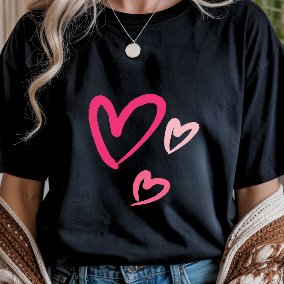 Three Hearts - Valentines Day Unisex T-Shirt