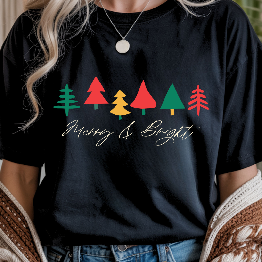 Merry & Bright Trees - Christmas Unisex T-Shirt