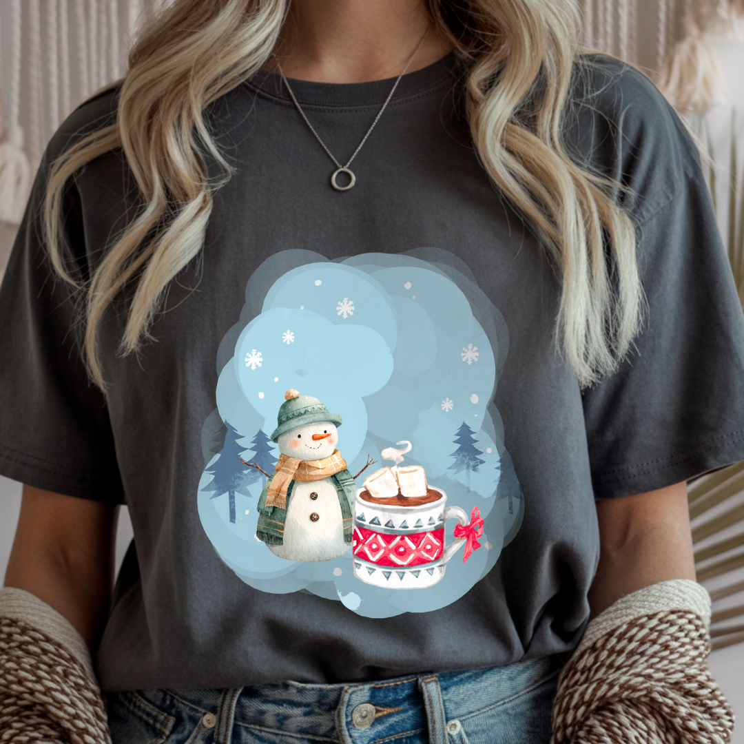 Snowman and Winter Coffee - Winter Unisex T-Shirt