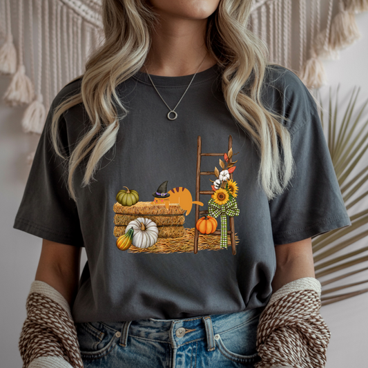 Autumn Harvest and Lazy Cat Unisex T-Shirt