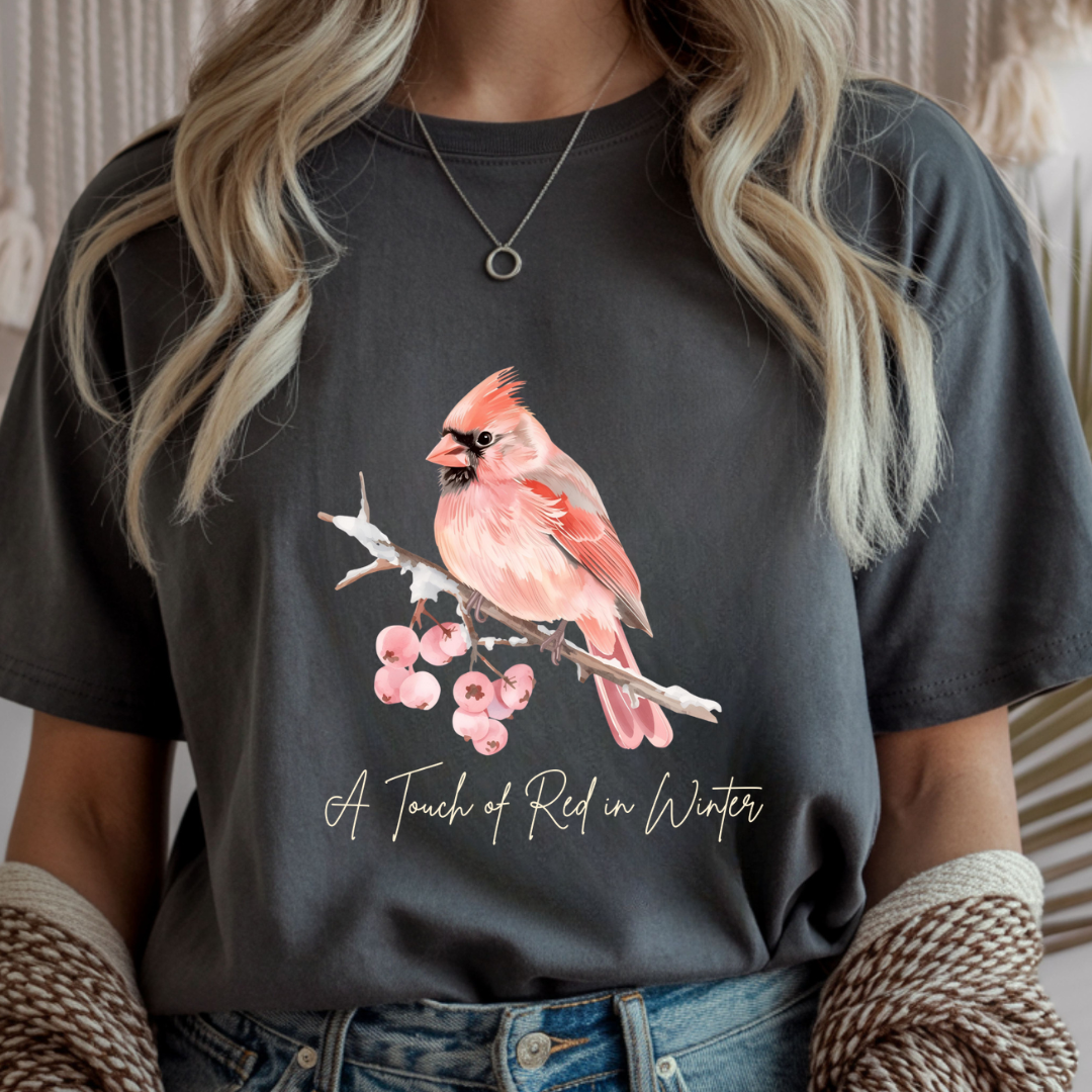 A Touch of Red in Winter - Winter Unisex T-Shirt