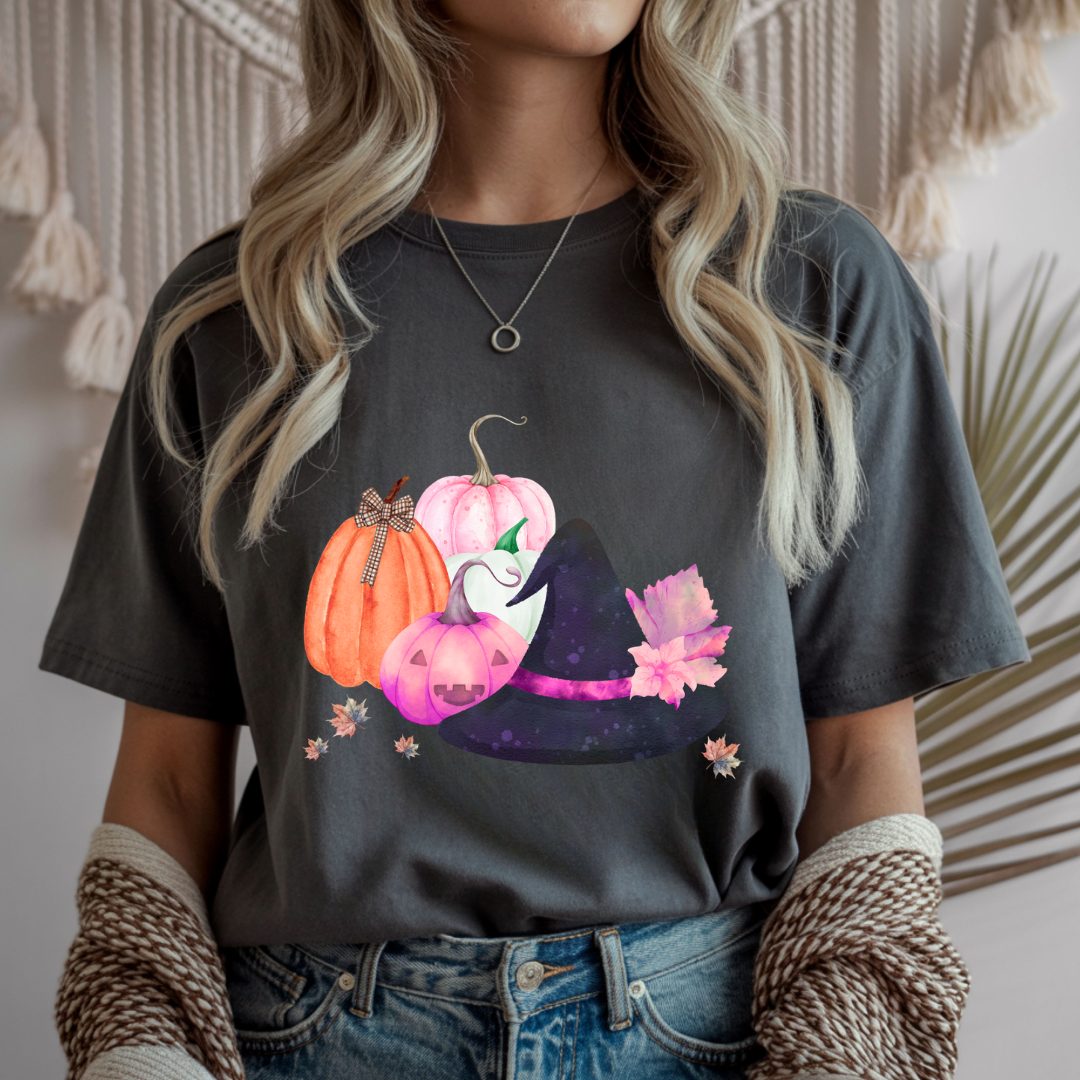 Witch Hat and Pumpkins - Halloween Unisex T-Shirt