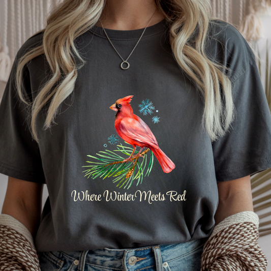 Where Winter Meets Red - Winter Unisex T-Shirt