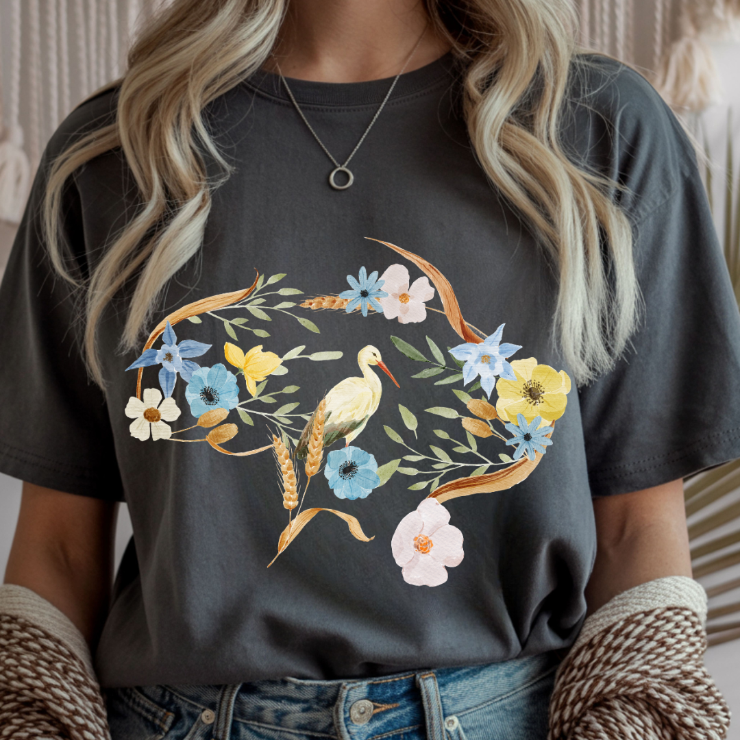Botanical Stork - Spring Unisex T-Shirt