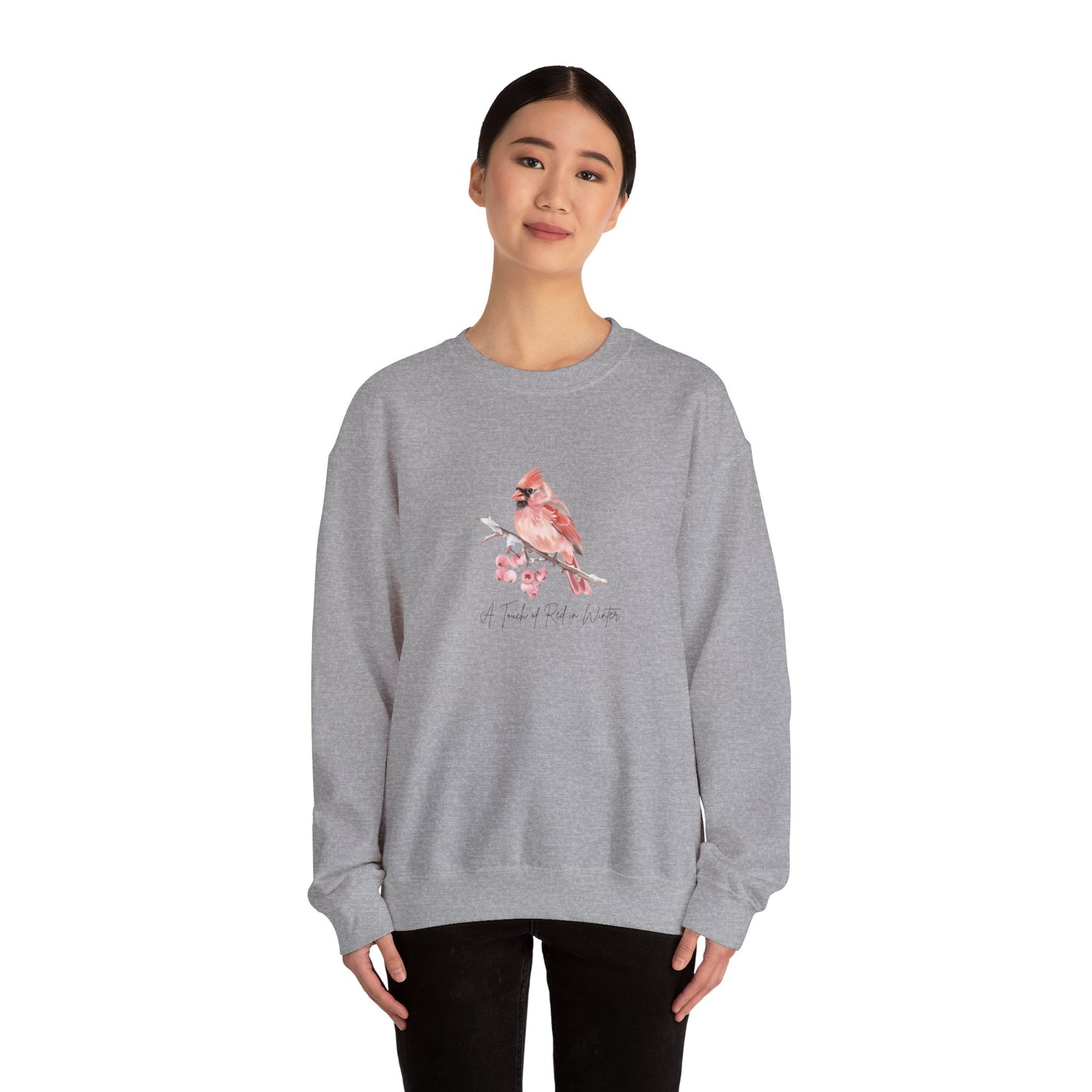A Touch of Red in Winter - Winter Unisex Crewneck™