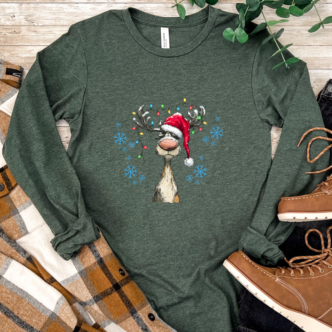 Vintage Reindeer - Christmas Unisex Jersey Long Sleeve Tee