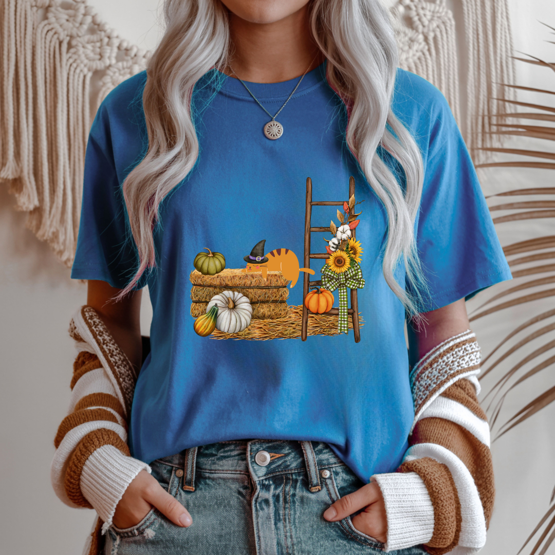 Autumn Harvest and Lazy Cat Unisex T-Shirt