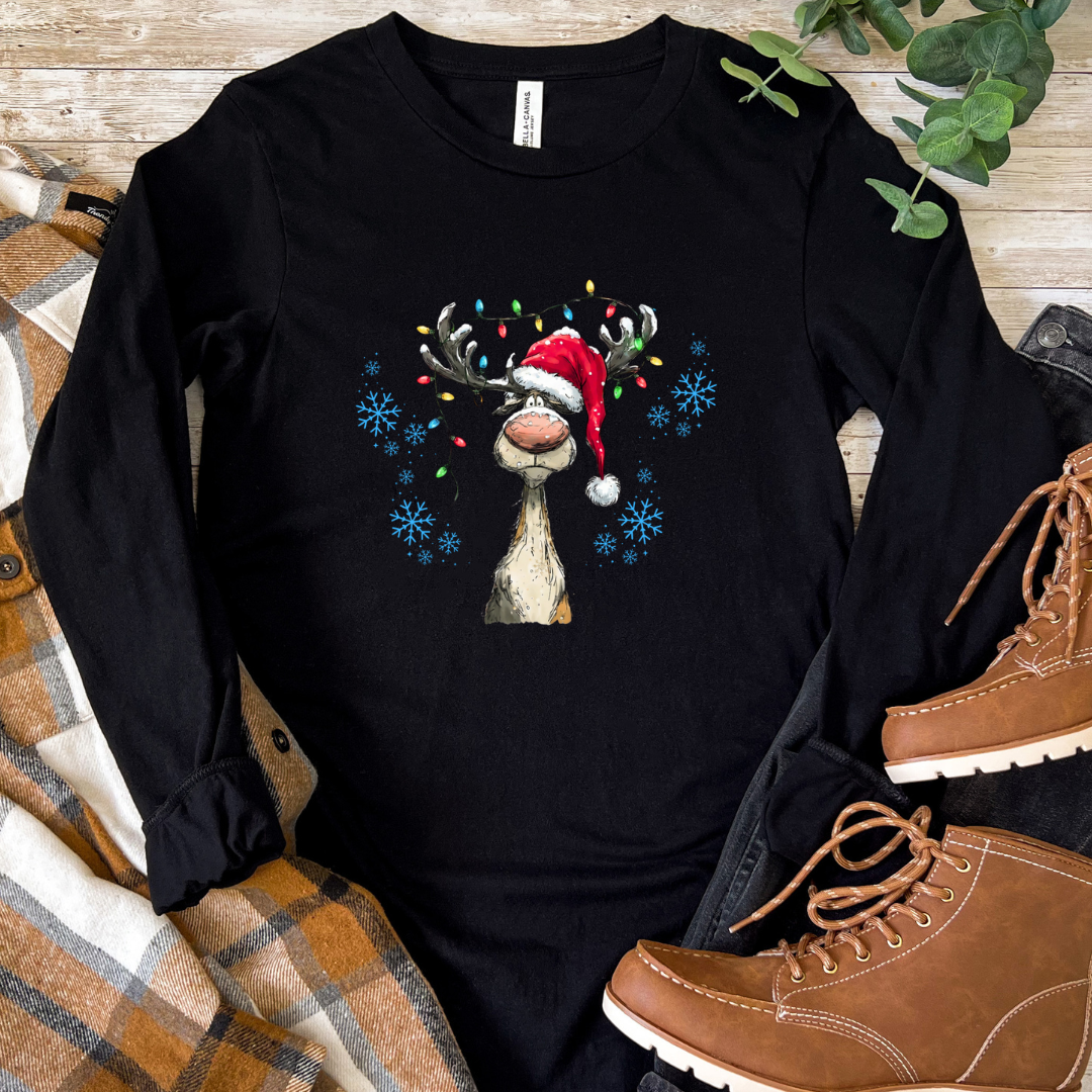 Vintage Reindeer - Christmas Unisex Jersey Long Sleeve Tee