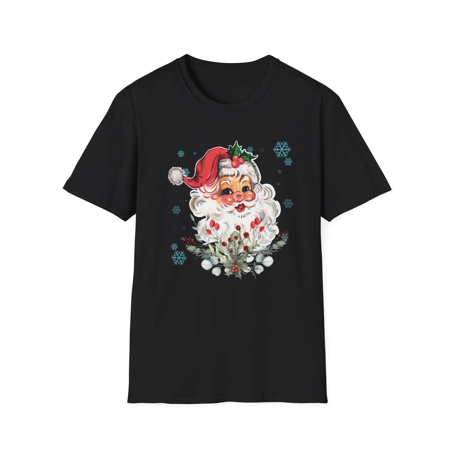 Vintage Santa with Snowflakes - Winter Unisex T-Shirt