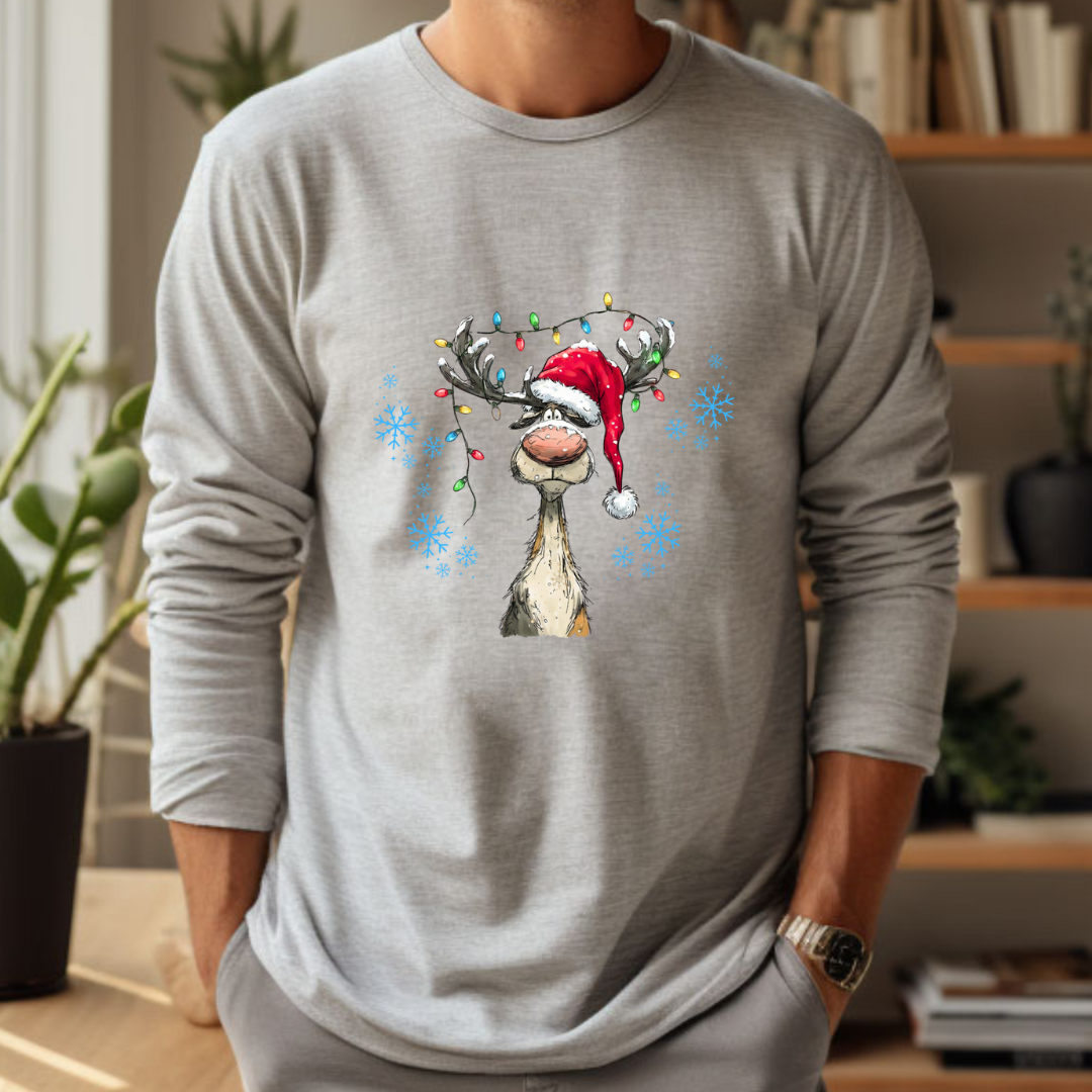 Vintage Reindeer - Christmas Unisex Jersey Long Sleeve Tee