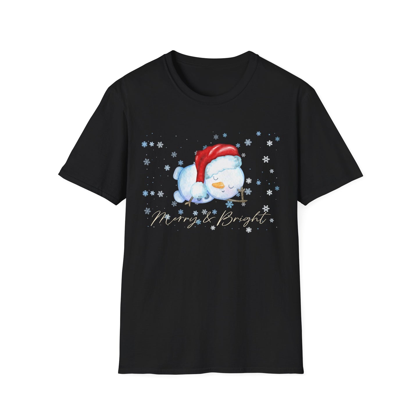 Merry and Bright Snowman - Christmas Unisex T-Shirt