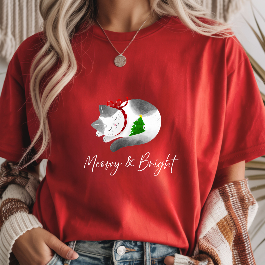 Meowy & Bright - Christmas Unisex T-Shirt