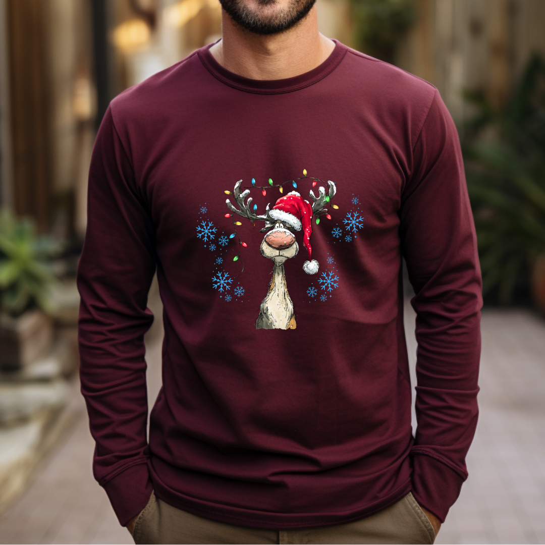 Vintage Reindeer - Christmas Unisex Jersey Long Sleeve Tee