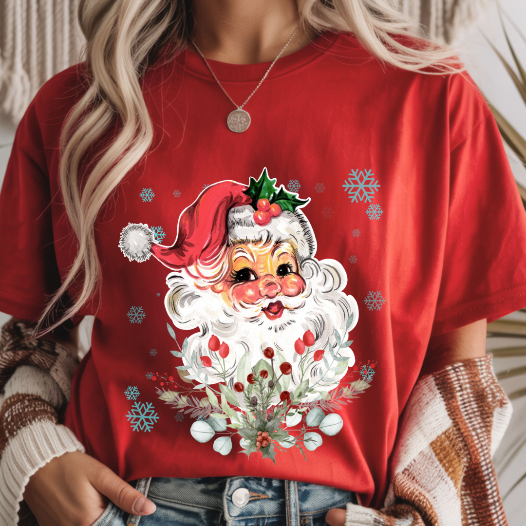 Vintage Santa with Snowflakes - Winter Unisex T-Shirt
