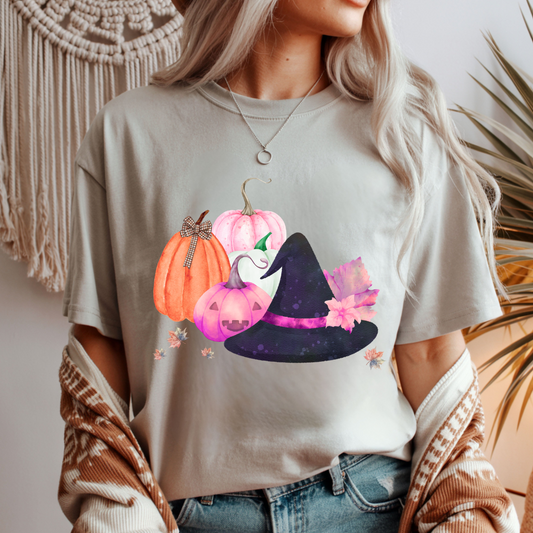 Witch Hat and Pumpkins - Halloween Unisex T-Shirt
