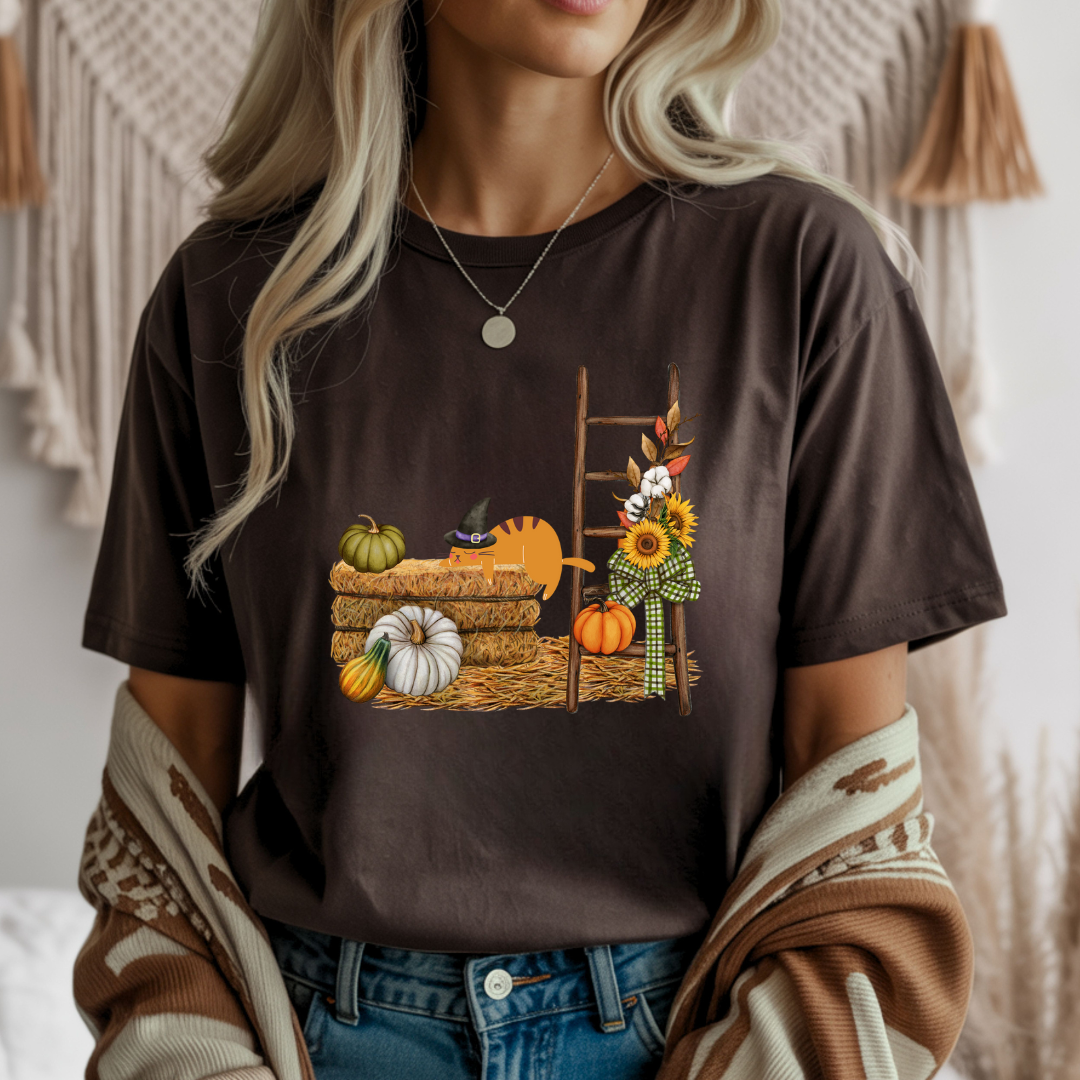 Autumn Harvest and Lazy Cat Unisex T-Shirt