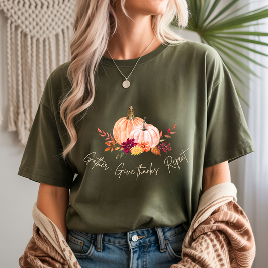 Gather. Give Thanks. Repeat Unisex T-Shirt
